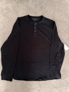 Lucky Brand Black Long-Sleeve Henley Tee